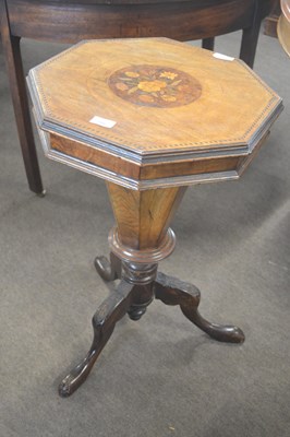 Lot 398 - A Victorian walnut and inlaid sewing box with...