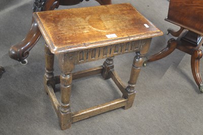 Lot 400 - A 20th Century oak joint stool of typical form...