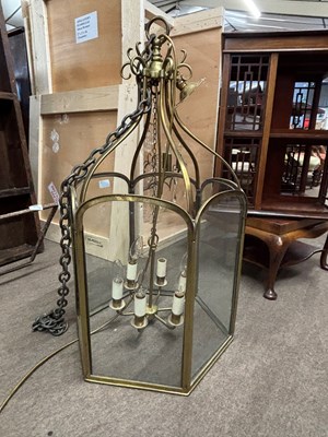 Lot 428 - A large 20th Century brass framed six light...