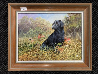 Lot 77 - David Feather (1952-2005), Black labrador in a...