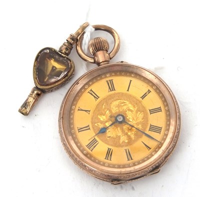 Lot 166 - A yellow metal open face pocket watch, stamped...