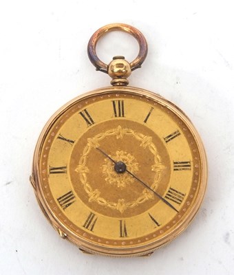 Lot 167 - A yellow metal open face pocket watch, stamped...