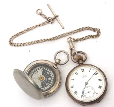 Lot 173 - Mixed Lot: Metal compass and a silver cased...