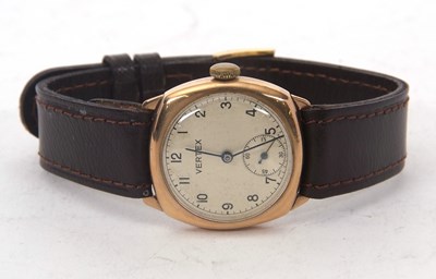 Lot 188 - A 9ct gold cased Vertex wristwatch, stamped on...