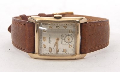 Lot 195 - A Gruen gold filled Veri Thin gents watch,...