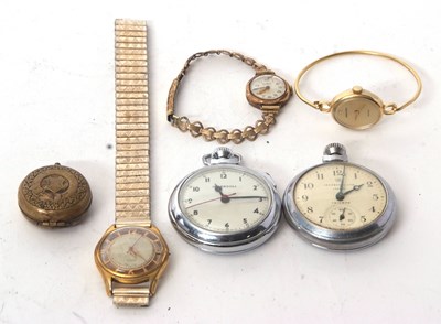 Lot 210 - Mixed Lot: Two Ingersol pocket watches and a...