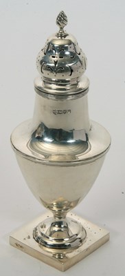 Lot 47 - An Edwardian silver caster of plain form...