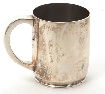 Lot 49 - An Elizabeth II silver heavy mug of plain...
