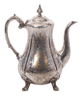 Lot 59 - A Victorian silver coffee pot, pear-shaped...