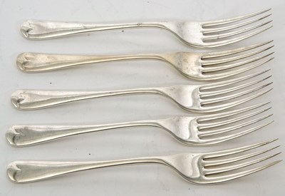 Lot 70 - Five hallmarked silver dessert forks...