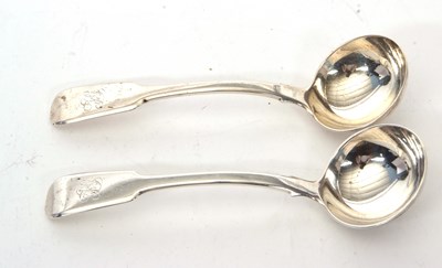 Lot 74 - A pair of Victorian silver fiddle pattern...