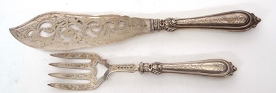 Lot 87 - A pair of Victorian silver bladed fish servers,...