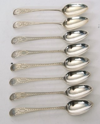 Lot 88 - Set of six Hester Bateman Georgian silver...