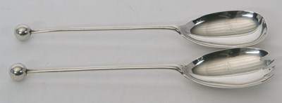 Lot 90 - A pair of George V silver salad servers,...