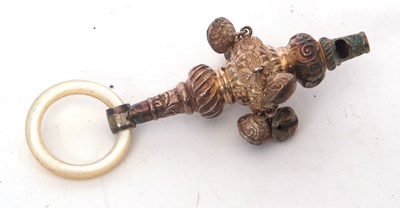 Lot 99 - An Edwardian silver baby's rattle with rounded...