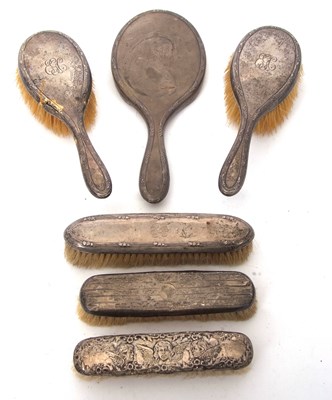 Lot 122 - Mixed Lot:  Silver backed dressing table wares...