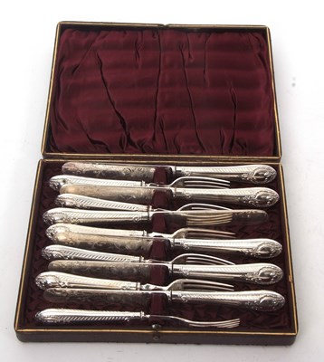 Lot 132 - A cased set of six pairs of Victorian silver...