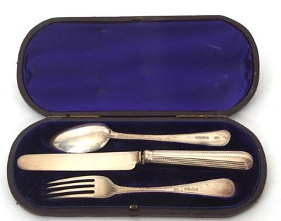 Lot 136 - Cased Victorian three piece christening set...