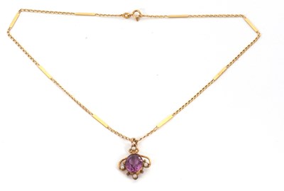 Lot 95 - An amethyst pendant necklace, the oval...
