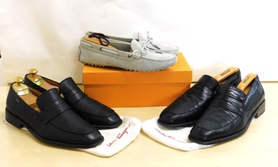 Lot 222 - Two pairs of men's black leather Salvatore...