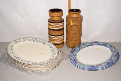 Lot 20 - Two West German pottery vases together with...