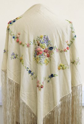 Lot 149 - Four shawls: to include a black and red rose...