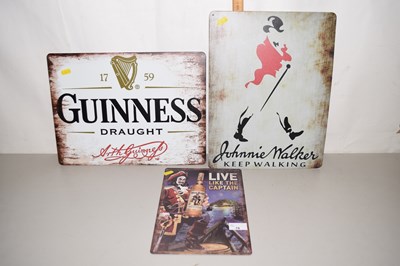 Lot 78 - Mixed Lot: Three metal signs, Captain Morgan...