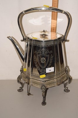 Lot 79 - A Victorian silver plated spirit kettle