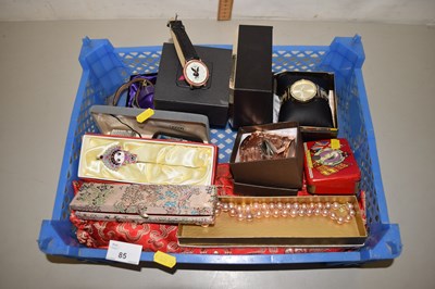 Lot 85 - Box of various wristwatches, costume jewellery...