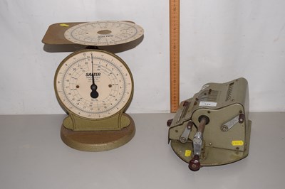 Lot 144 - Vintage Salter scales and a vintage adding...