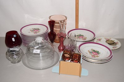 Lot 157 - Mixed Lot: Part dessert service with rose...