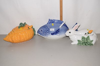 Lot 173 - Three novelty modern porcelain soup tureens