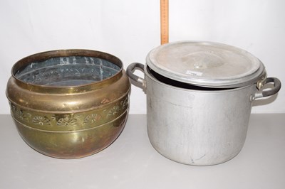 Lot 192 - Dutch brass jardiniere together with an...