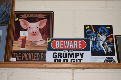 Lot 221 - Three modern metal signs to include Star Wars