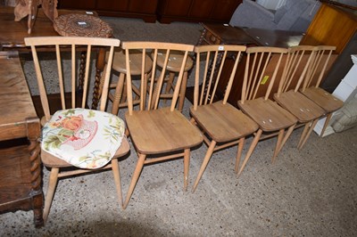 Lot 288 - Set of six mid Century stick back dining or...
