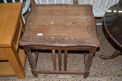 Lot 296 - A 20th Century oak side table on barley twist...