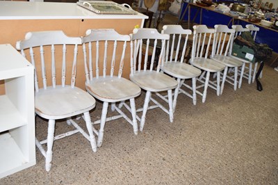 Lot 313 - A set of eight painted pine kitchen chairs