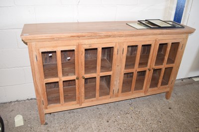 Lot 359 - Modern light oak sideboard with three glazed...