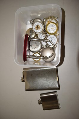 Lot 110 - A box of various pocket watches, modern hip...