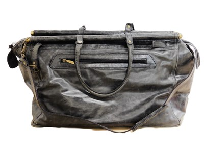 Lot 122 - An Italian washed-black leather holdall by...