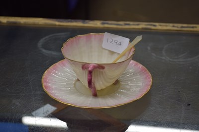 Lot 129A - A Belleek Irish porcelain shell formed cup and...