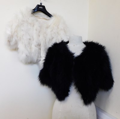 Lot 45 - Two short sleeved feather bolero jackets, (no...