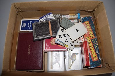 Lot 506 - A box of various vintage playing cards, games etc