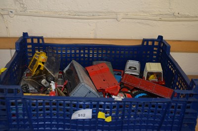 Lot 512 - Box of various vintage toy vehicles