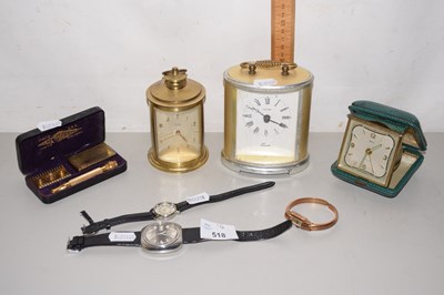 Lot 518 - Mixed Lot: Bedside clocks, watches etc