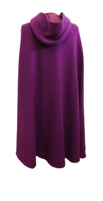 Lot 48 - A purple wool hooded cape, c.1970's, with...