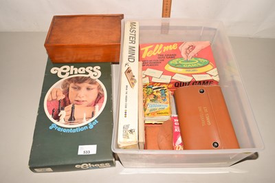 Lot 533 - A box of various playing cards, travelling...