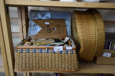 Lot 555 - WICKER SEWING BASKET AND CONTENTS PLUS ONE OTHER