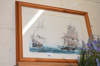 Lot 543 - Coloured print naval warships The Shannon V's...