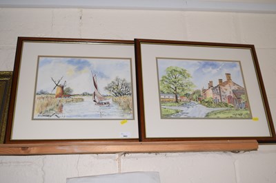 Lot 583 - H F Sandell, two studies of Heydon Village and...